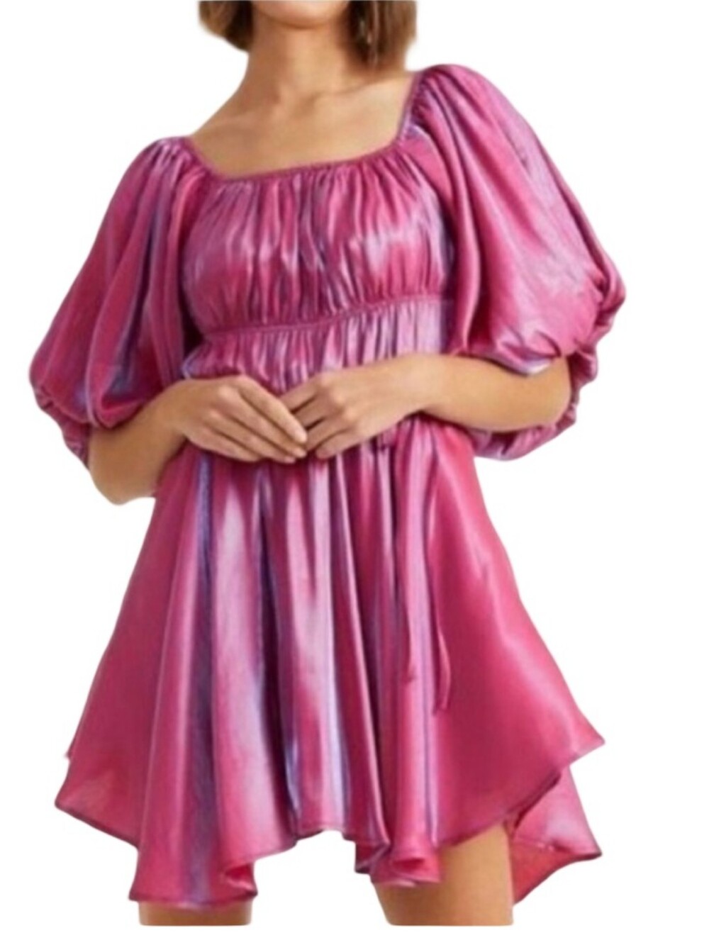 Altar'd State Amabella Iridescent Raspberry To Blue  Mini Dress